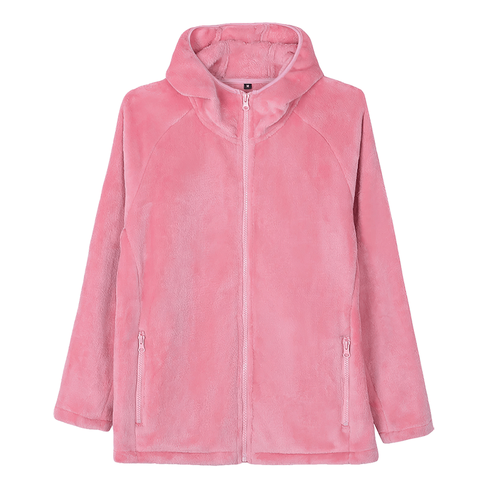 Pink Women's Sports Hooded Fleece Jacket for Outdoor - SF4104, perfect for winter and casual outdoor activities, with a cozy design.