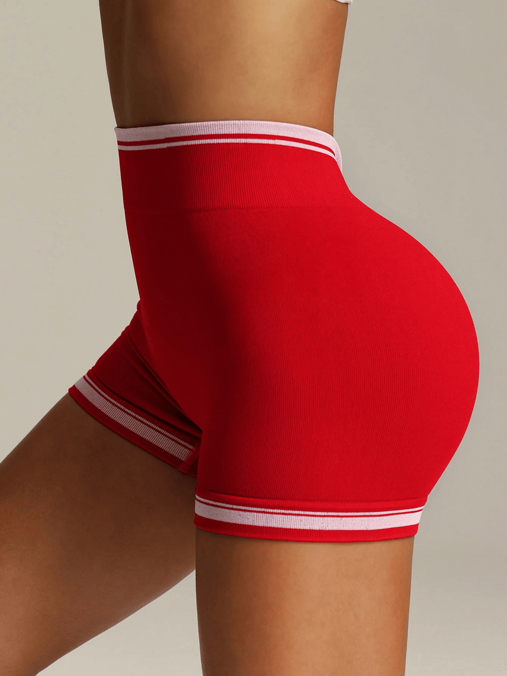 Women's Sports Shorts with Butt Lifting Design - SF4120, high waist red yoga shorts enhancing curves and perfect for fitness activities.