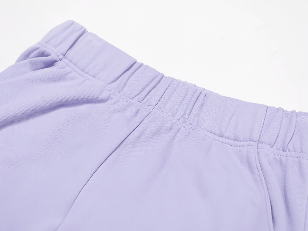 Women's lilac high-waist straight-leg sweatpants, elastic waistband, perfect for casual winter sports and lounging.