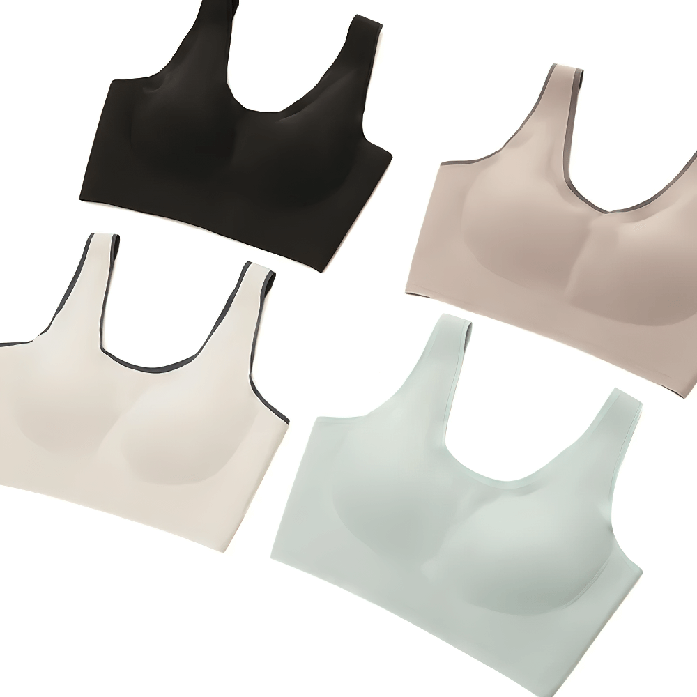 Women's Stretch Seamless Yoga Sports Bras in various colors, featuring breathable nylon for yoga and running. Style SF2349.