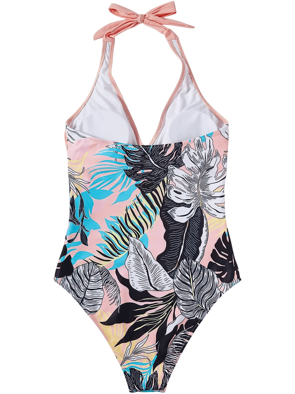 Women's Stylish Cross Front One-Piece Swimwear - SF4552 in a floral print with a halter neck and ruched waist design.