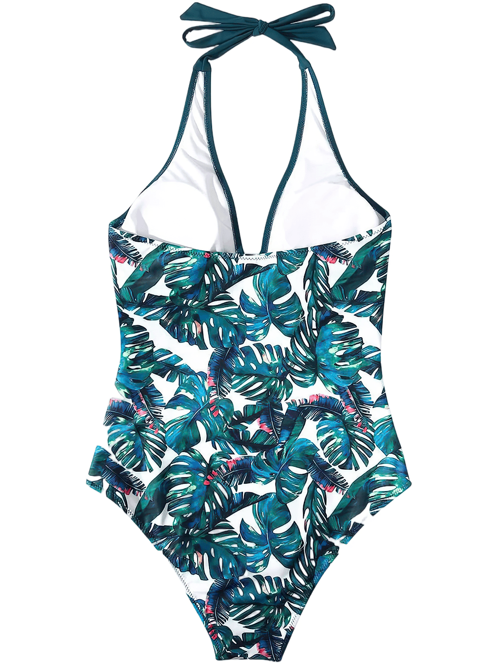 Women's Stylish Cross Front One-Piece Swimwear - SF4552 in a tropical leaf print design.