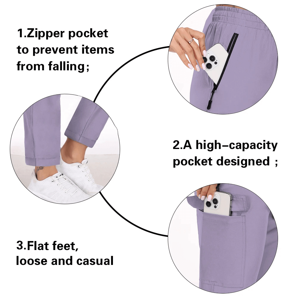 Alt Tag: Women's UPF 50+ Cargo Hiking Quick Dry Pants - SF4396 lavender women’s pants with zip pocket, big pocket & ankle-length casual fit