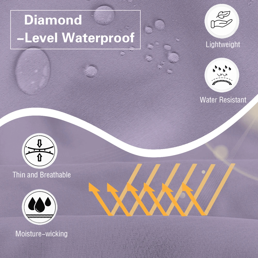 Alt Tag: Women's UPF 50+ Cargo Hiking Quick Dry Pants - SF4396 diamond-level waterproof fabric infographic—lightweight, water resistant, breathable