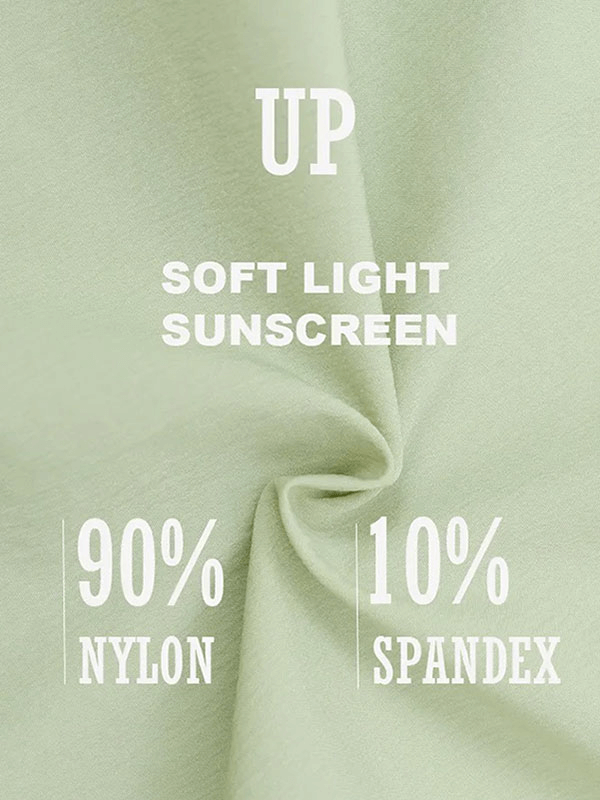 Women's UV protection windbreaker fabric with 90% nylon and 10% spandex, showcasing soft light sunscreen material.