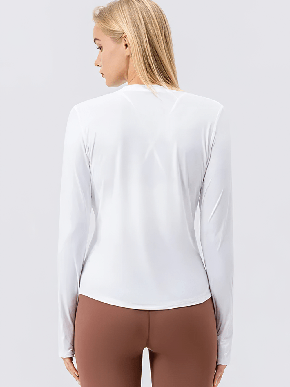 Alt Tag: Women's UV Shield Long Sleeve Active Training Top - SF4476 back view breathable sun-protection long sleeve top with thumbholes