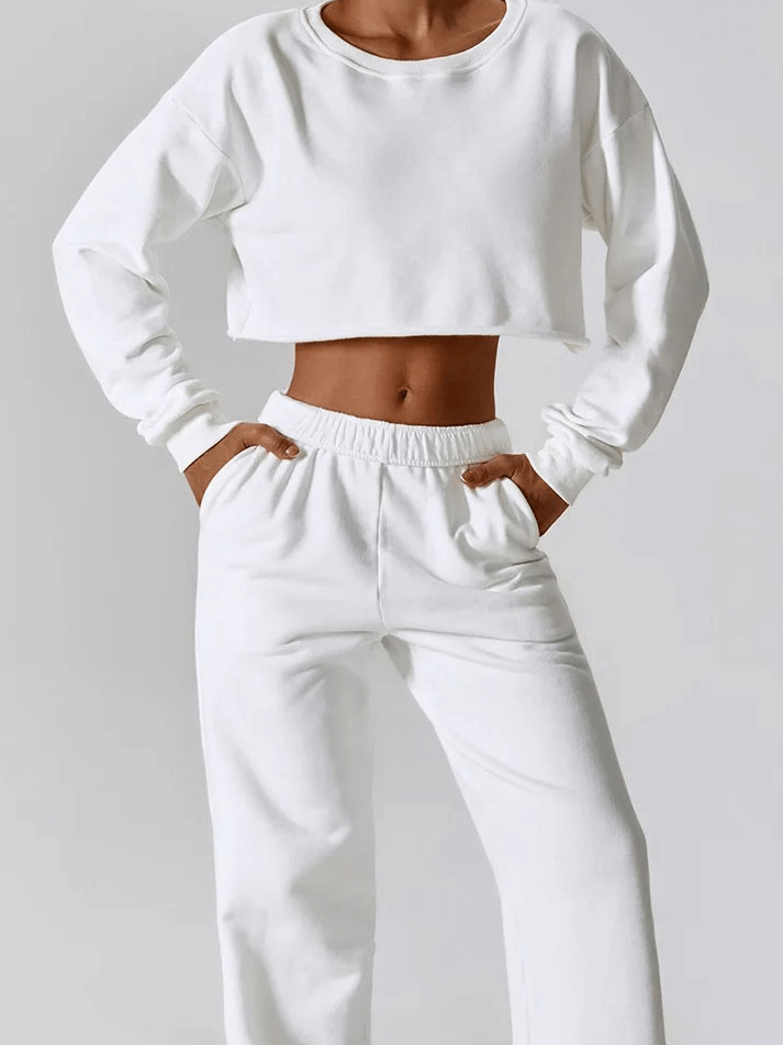 Warmes Damen-Sweatshirt mit langen Ärmeln, lockerer Baumwolle, kurz – SF1799 