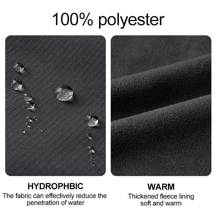 Close-up of hydrophobic and warm fleece lining on women's thermal windbreaker, 100% polyester fabric for effective water resistance.