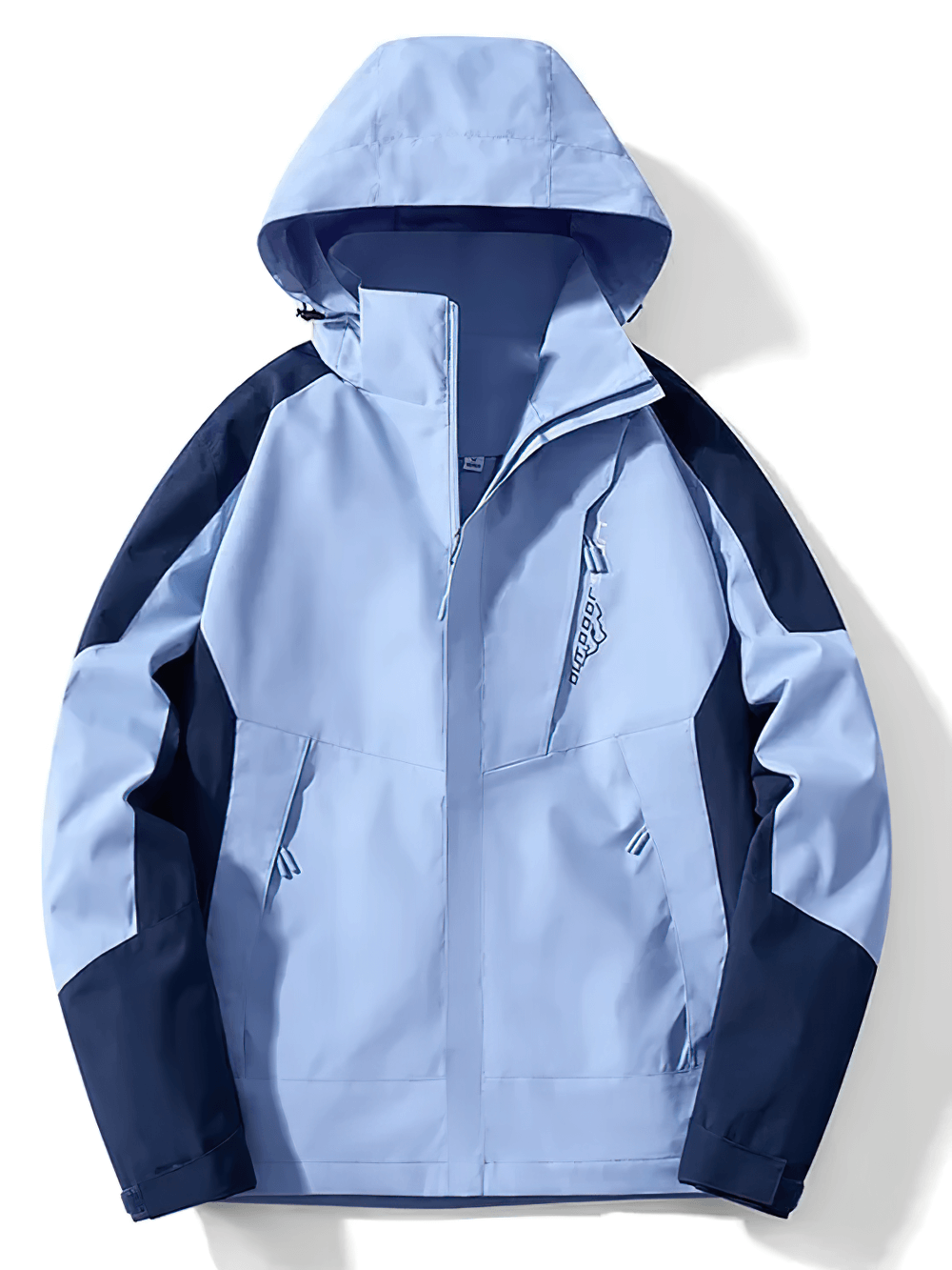 Blue women's waterproof hooded windbreaker SF2307 with UV protection, perfect for hiking and outdoor adventures.