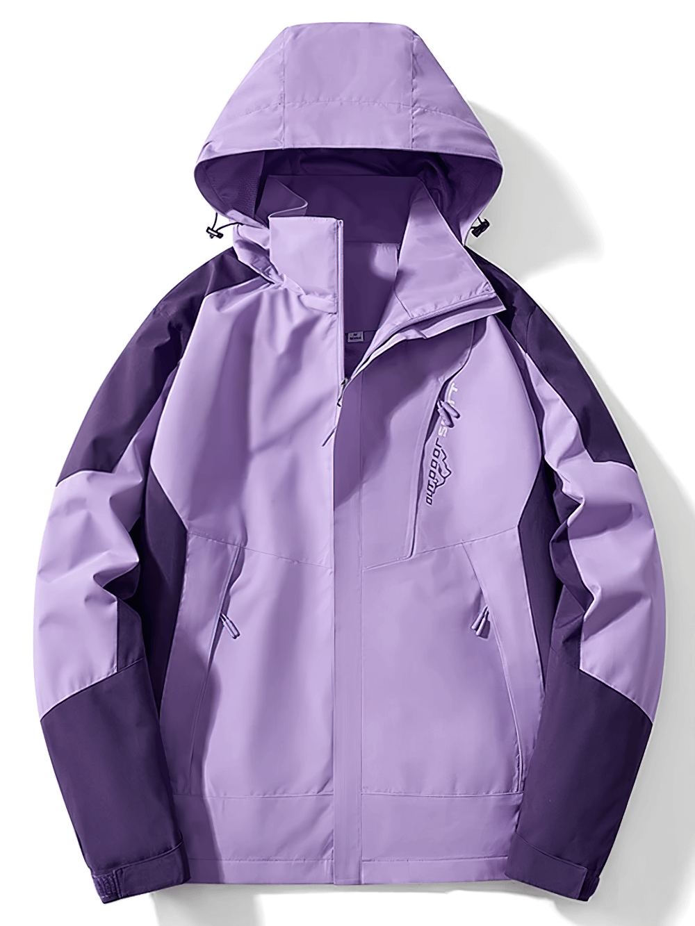 Women's purple waterproof hooded windbreaker SF2307 with UV protection, ideal for hiking, trekking, and outdoor adventures.