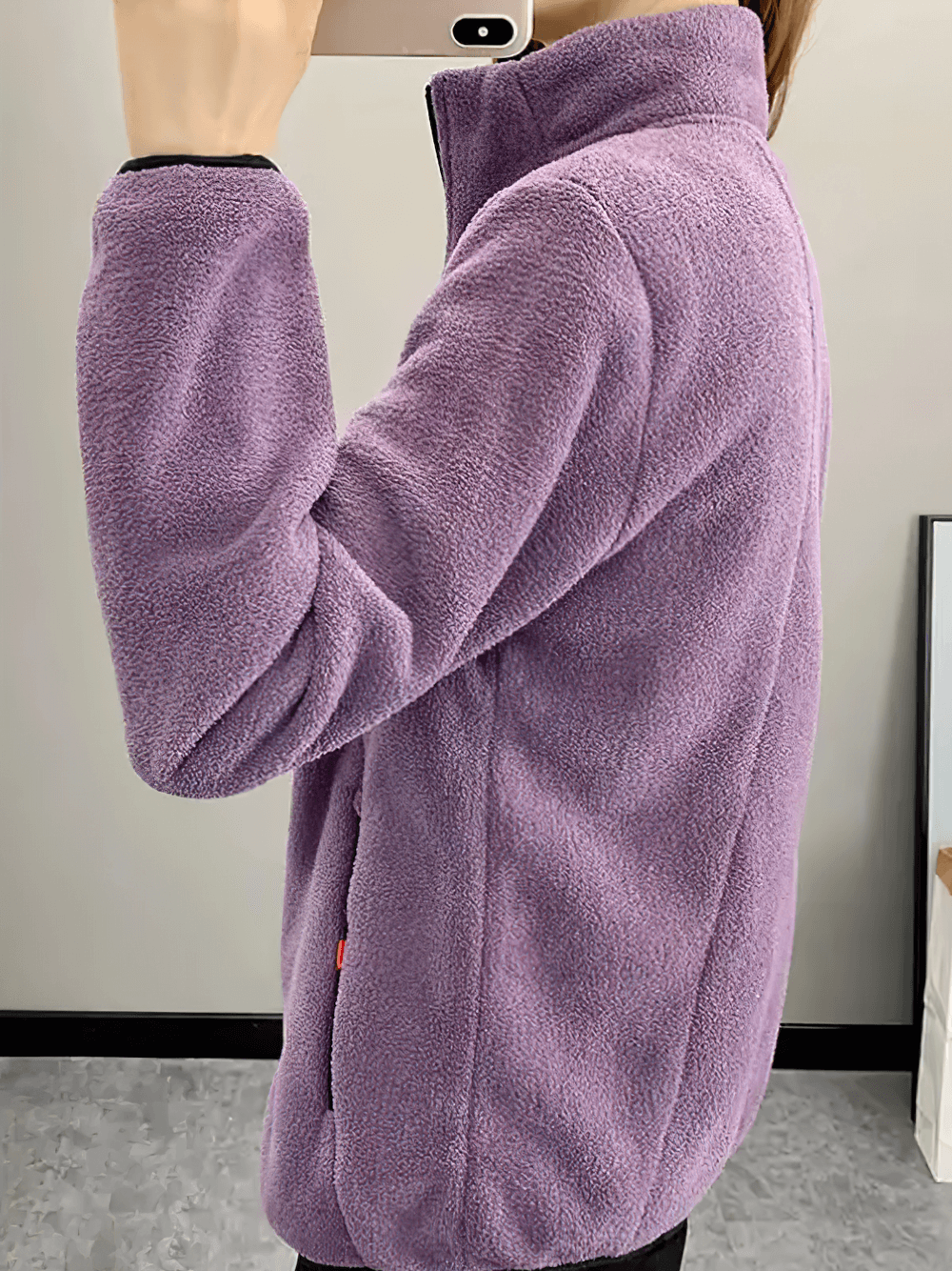 Side view of Women's Windproof Thermal Fleece Jacket for Hiking - SF4085 in purple