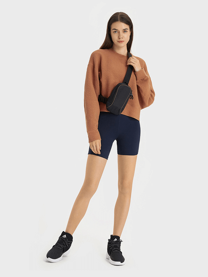 Damen-Yoga-Lose-Crop-Sweatshirt / Outdoor-Sportbekleidung mit langen Ärmeln – SF1364