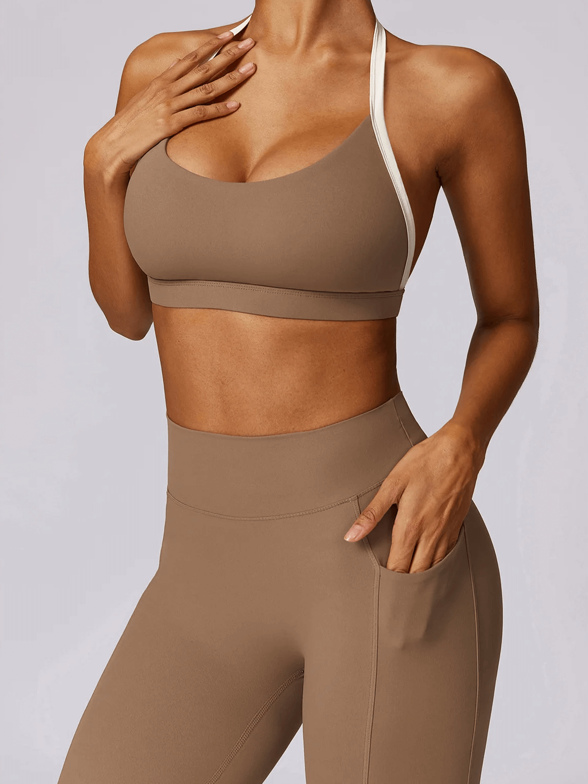 Women's Yoga Set SF2374 - Sleeveless crop top and high-waist leggings for versatile fitness. Durable and flexible workout gear.