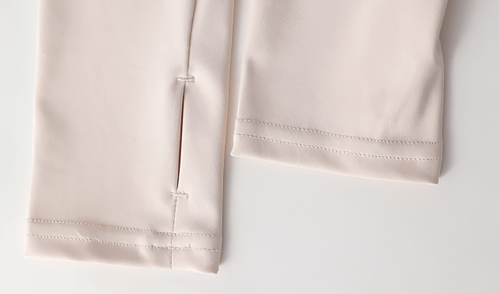 Detail of Women's Zip-Up Turtleneck Yoga Jacket with Thumbholes - SF4050 sleeves showing finger holes and stitching.