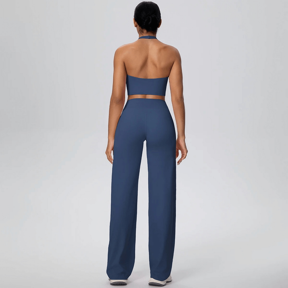 Workout Set of Halter Top and Wide-Leg Pants - SF4377