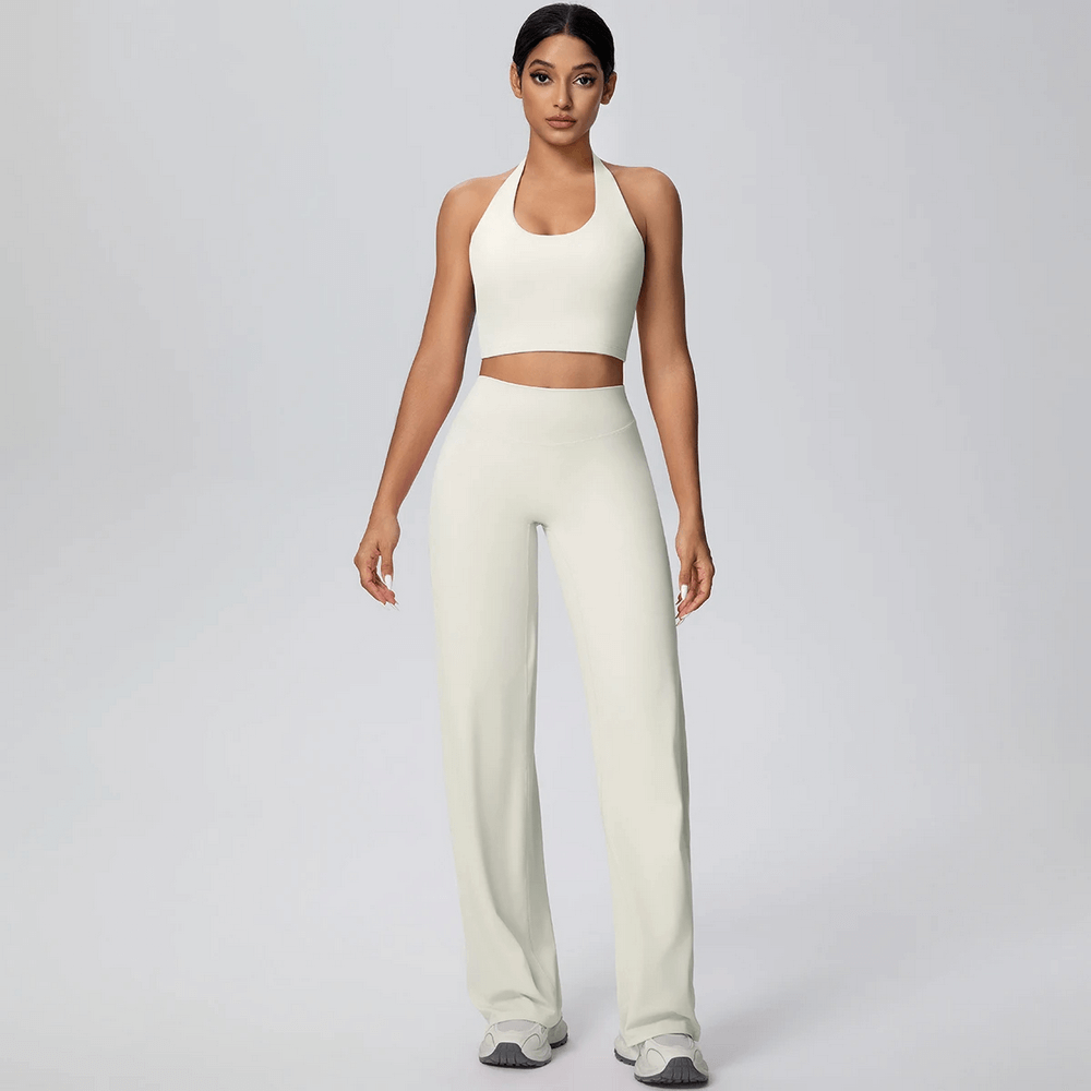 Workout Set of Halter Top and Wide-Leg Pants - SF4377