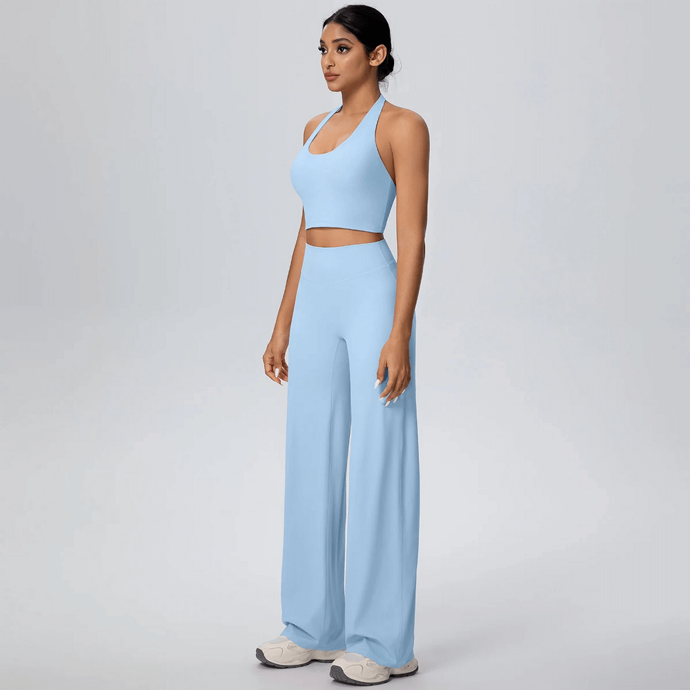 Workout Set of Halter Top and Wide-Leg Pants - SF4377