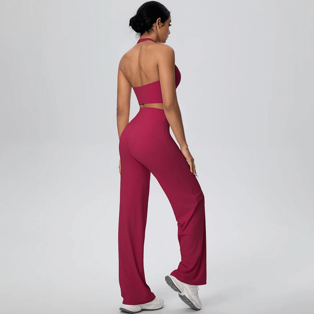 Workout Set of Halter Top and Wide-Leg Pants - SF4377