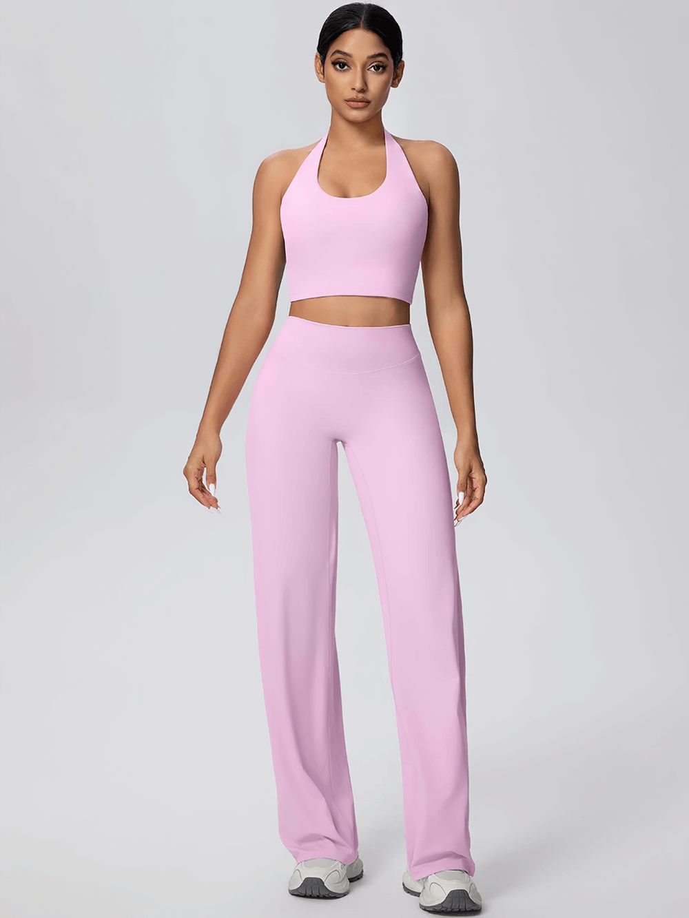 Workout Set of Halter Top and Wide-Leg Pants - SF4377
