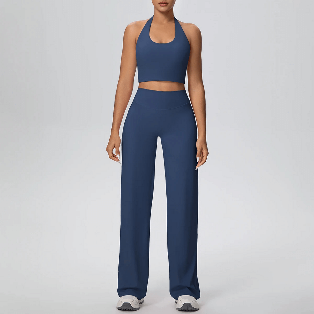 Workout Set of Halter Top and Wide-Leg Pants - SF4377