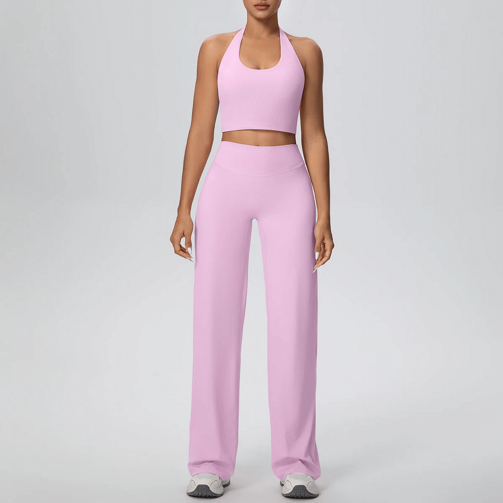 Workout Set of Halter Top and Wide-Leg Pants - SF4377