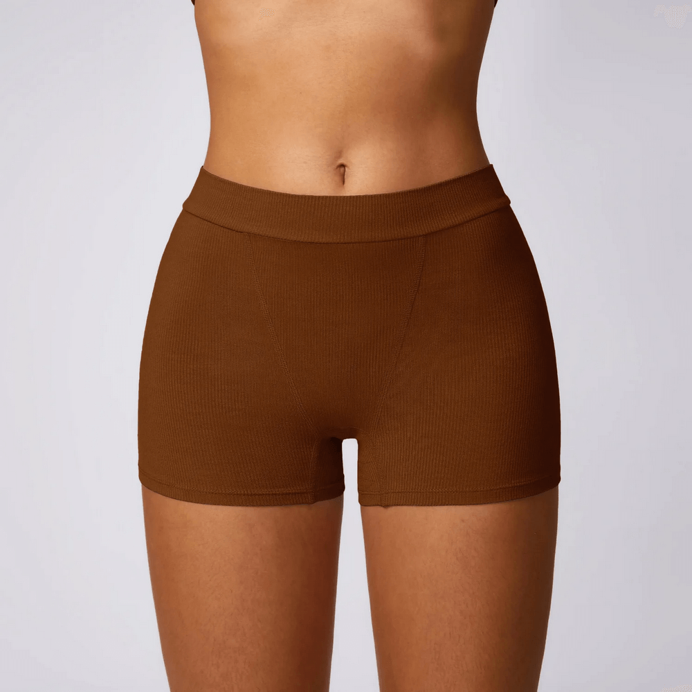Solid color yoga and fitness shorts for women, crafted from cotton and spandex, ideal for running, cycling, and dance. Style SF2214.