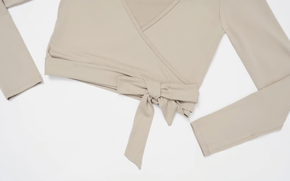 Yoga Long Sleeve Top for Women with Wrap Tie Detail - SF4184, breathable and quick-dry with stylish design, perfect for workouts.