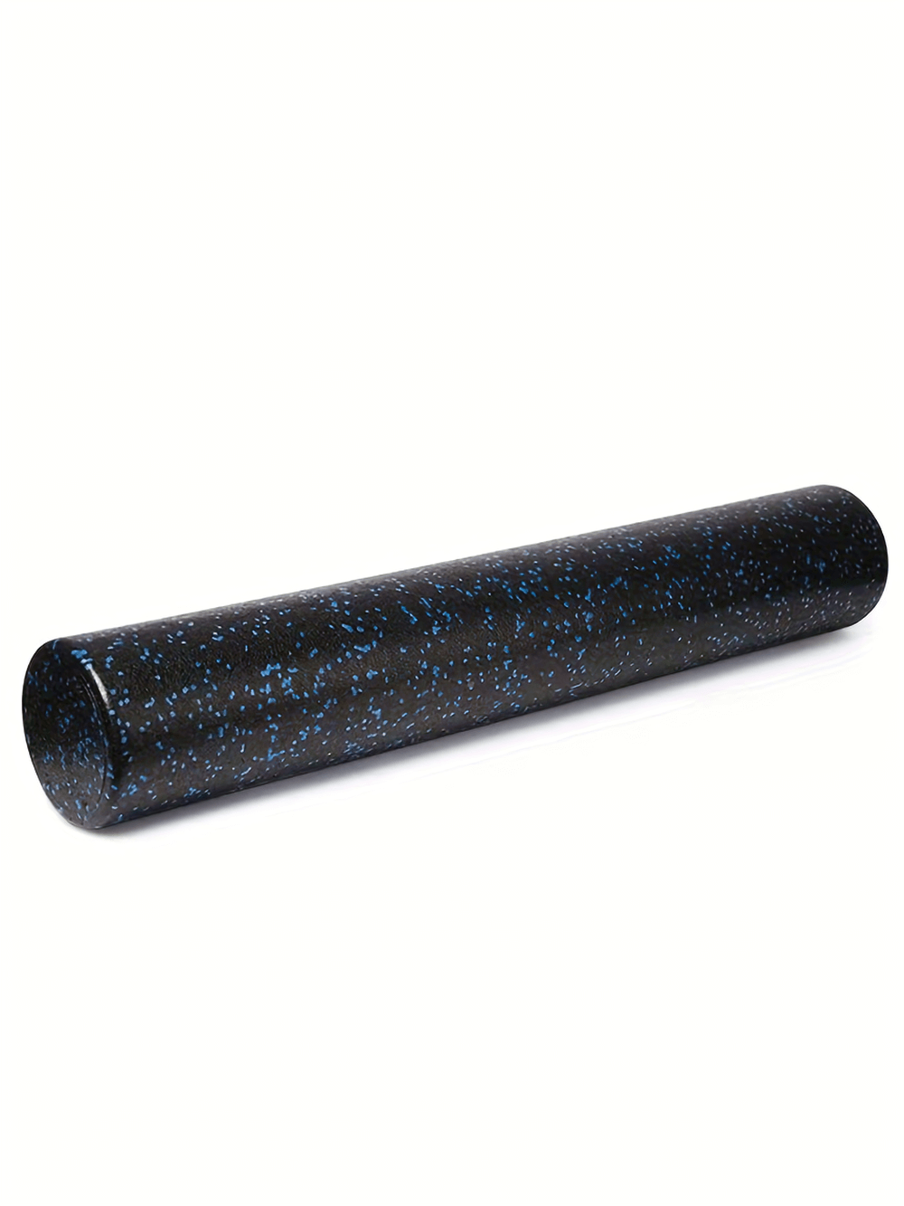 Black EPP yoga roller with blue speckles for muscle relaxation and flexibility.