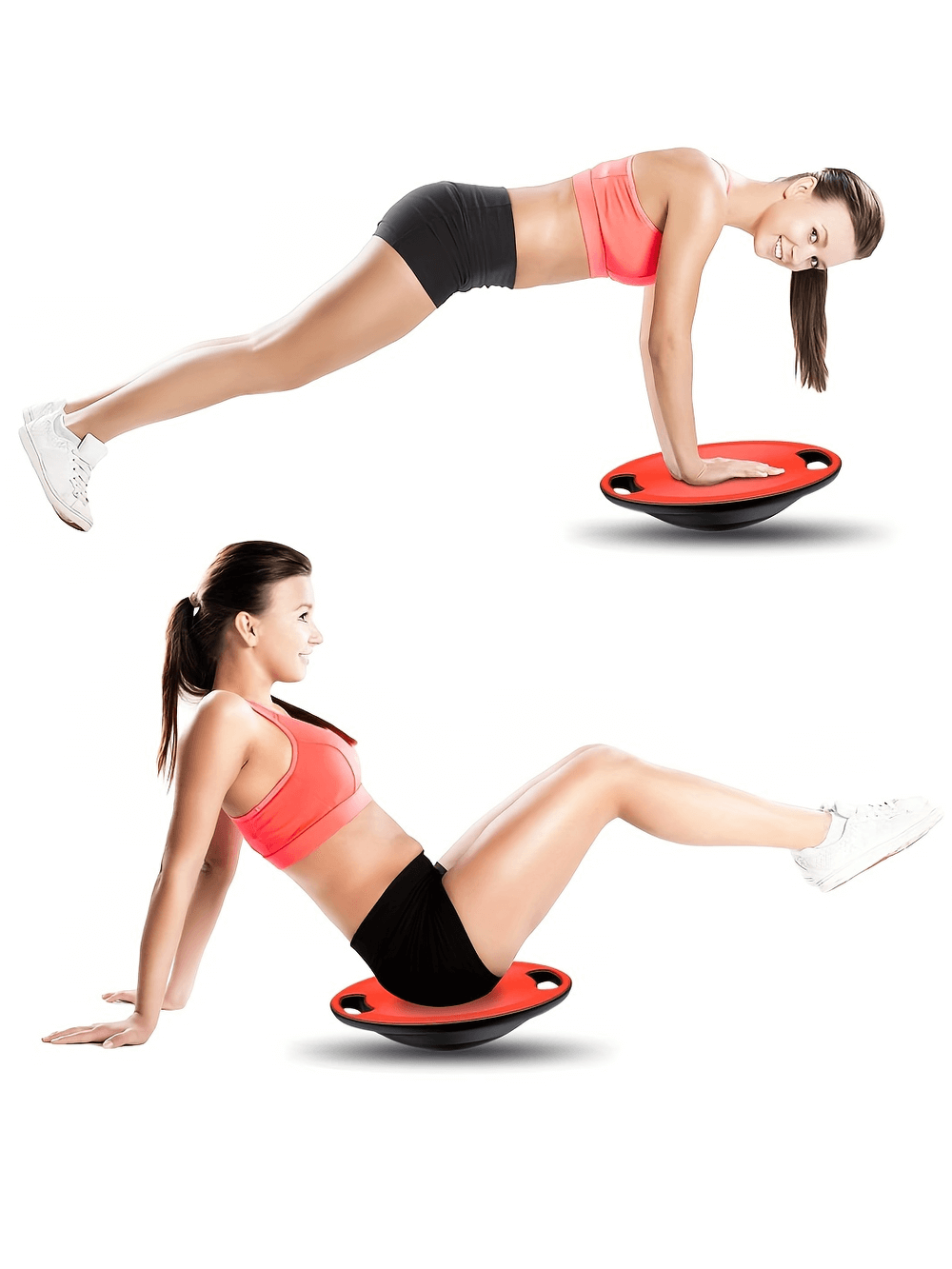 Woman exercising on yoga swing balance board for core strength and stability training, perfect for home gym enthusiasts.