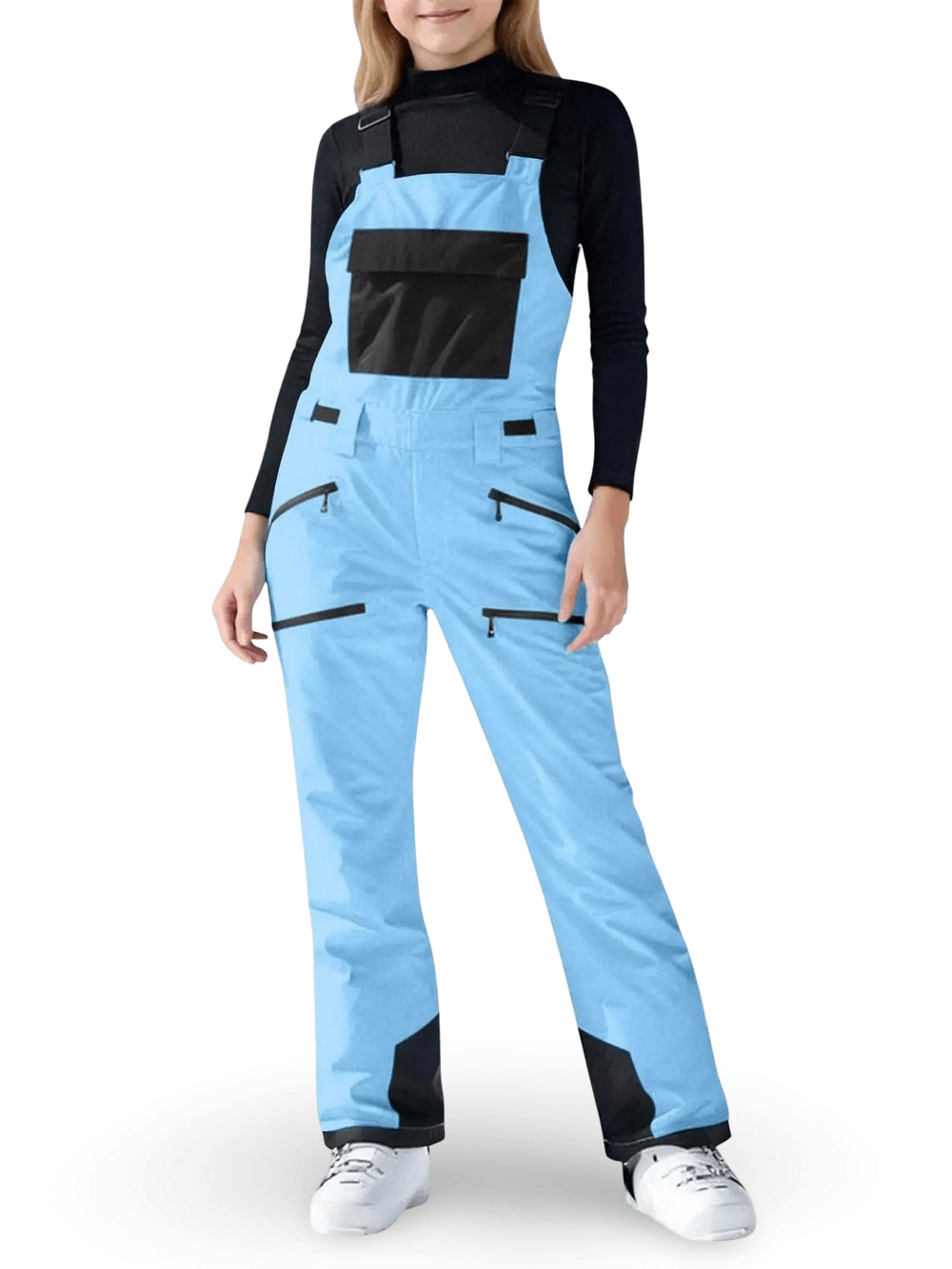 Youth Waterproof Ski and Snowboarding Pants - SF3908 in light blue with black accents for kids' winter outdoor fun