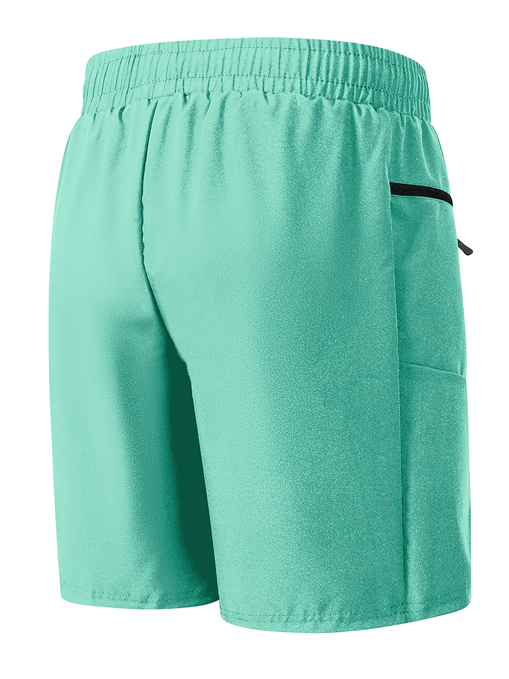 Alt Tag: Zip Pocket Swim Trunks with Drawstring Waist - SF4494 mint green men’s board shorts with elastic waistband and zip side pocket