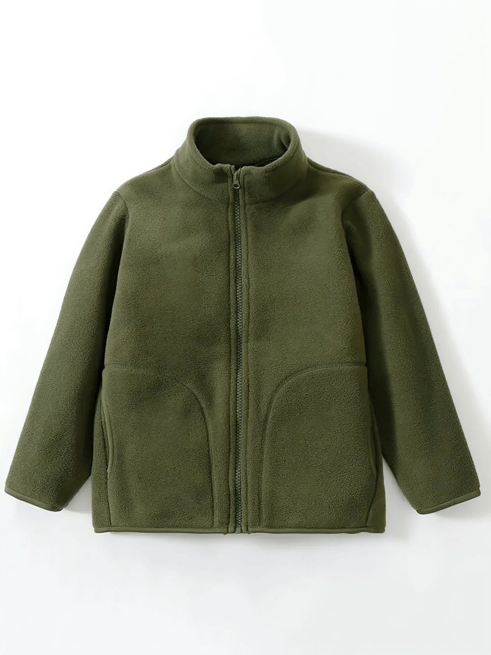 Zip-Up Fleece Jacket with Stand Collar - SF3532 in green, featuring full-zip closure, stand-collar, and spacious side pockets for warmth.