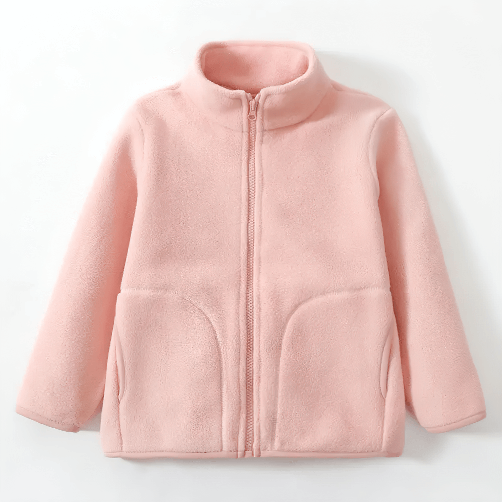 Pink Zip-Up Fleece Jacket with Stand Collar - SF3532, full-zip, with pockets, stand-collar design, ideal for outdoor and daily wear.
