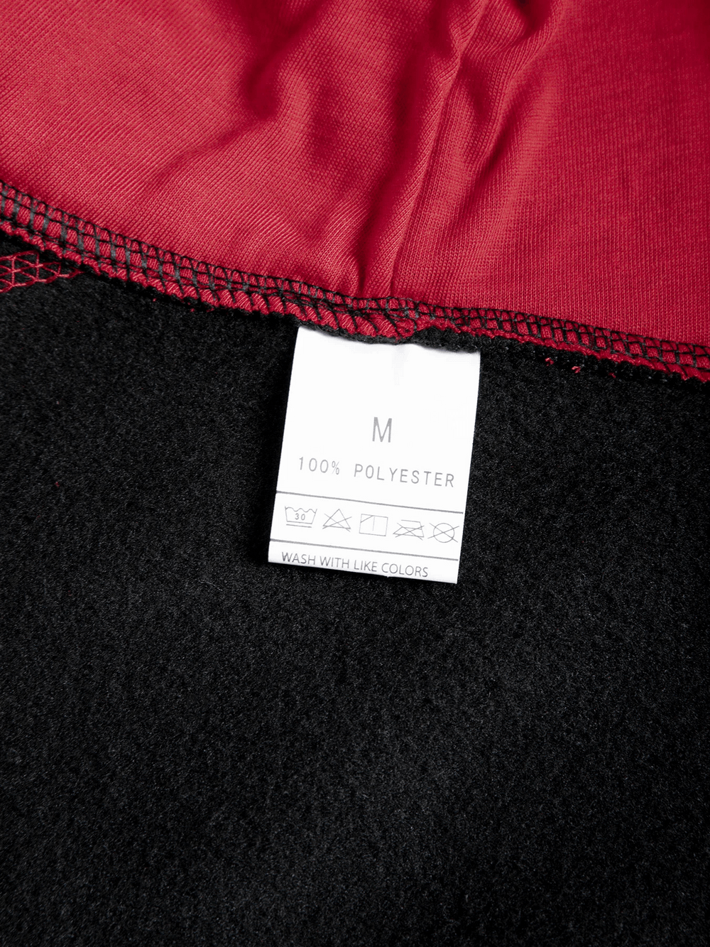 Zip-Up Hoodie Jacket with Contrast Stitch Pockets - SF4677 label showing material and washing instructions.