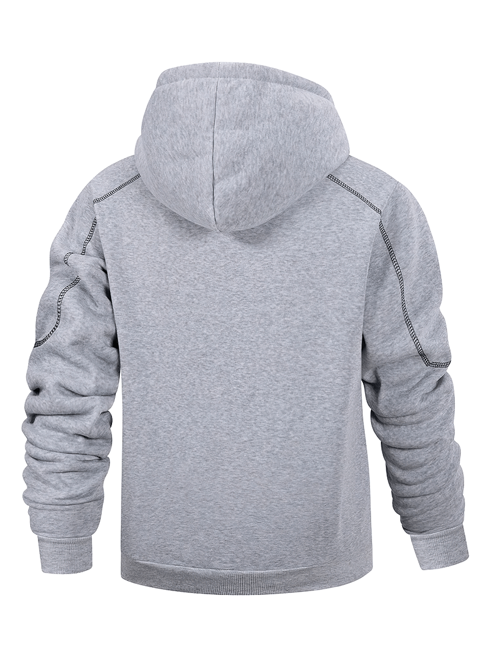 Zip-Up Hoodie Jacket with Contrast Stitch Pockets - SF4677 back view showing the hood and sleeves.
