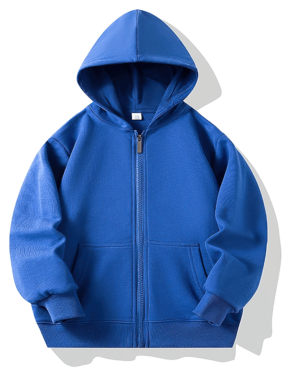 Vibrant blue Zip Up Hoodie Sweatshirt with Kangaroo Pockets - SF3540 featuring ribbed cuffs and soft fleece for kids' casual wear.
