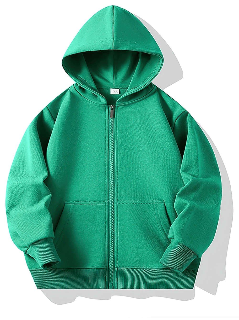 Green Zip Up Hoodie Sweatshirt with Kangaroo Pockets - SF3540, casual sportswear for kids, featuring a soft fleece interior.
