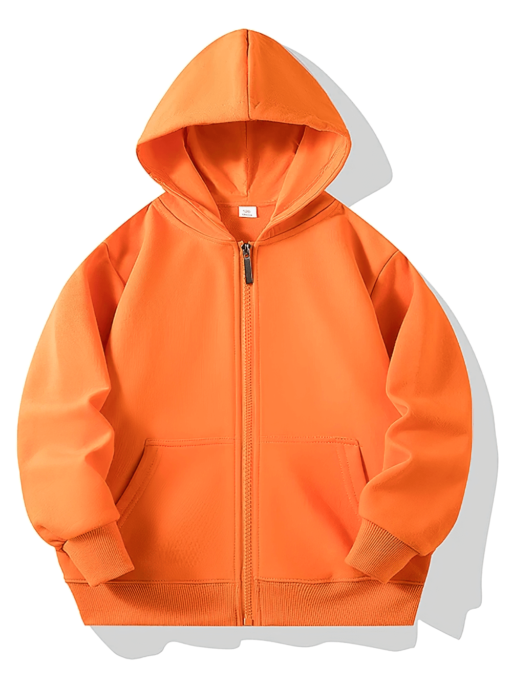 Orange Zip Up Hoodie Sweatshirt with Kangaroo Pockets - SF3540 for kids, featuring soft fleece and ribbed cuffs.