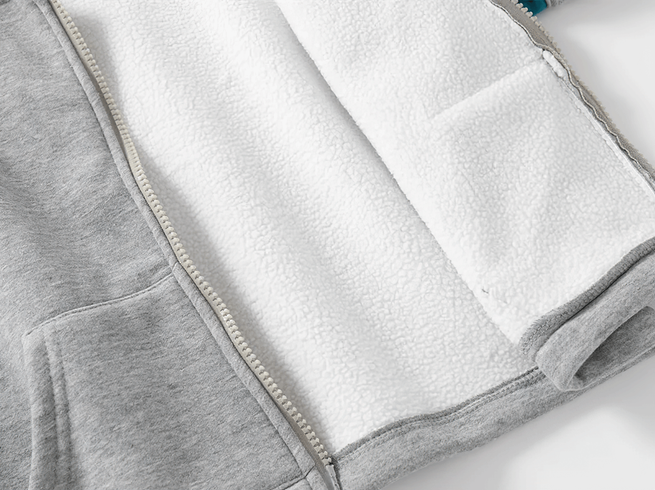 Close-up of grey Zip-Up Hoodie with Tractor and Car Designs - SF3657, showcasing soft lining and practical pockets. Perfect for playful kids.