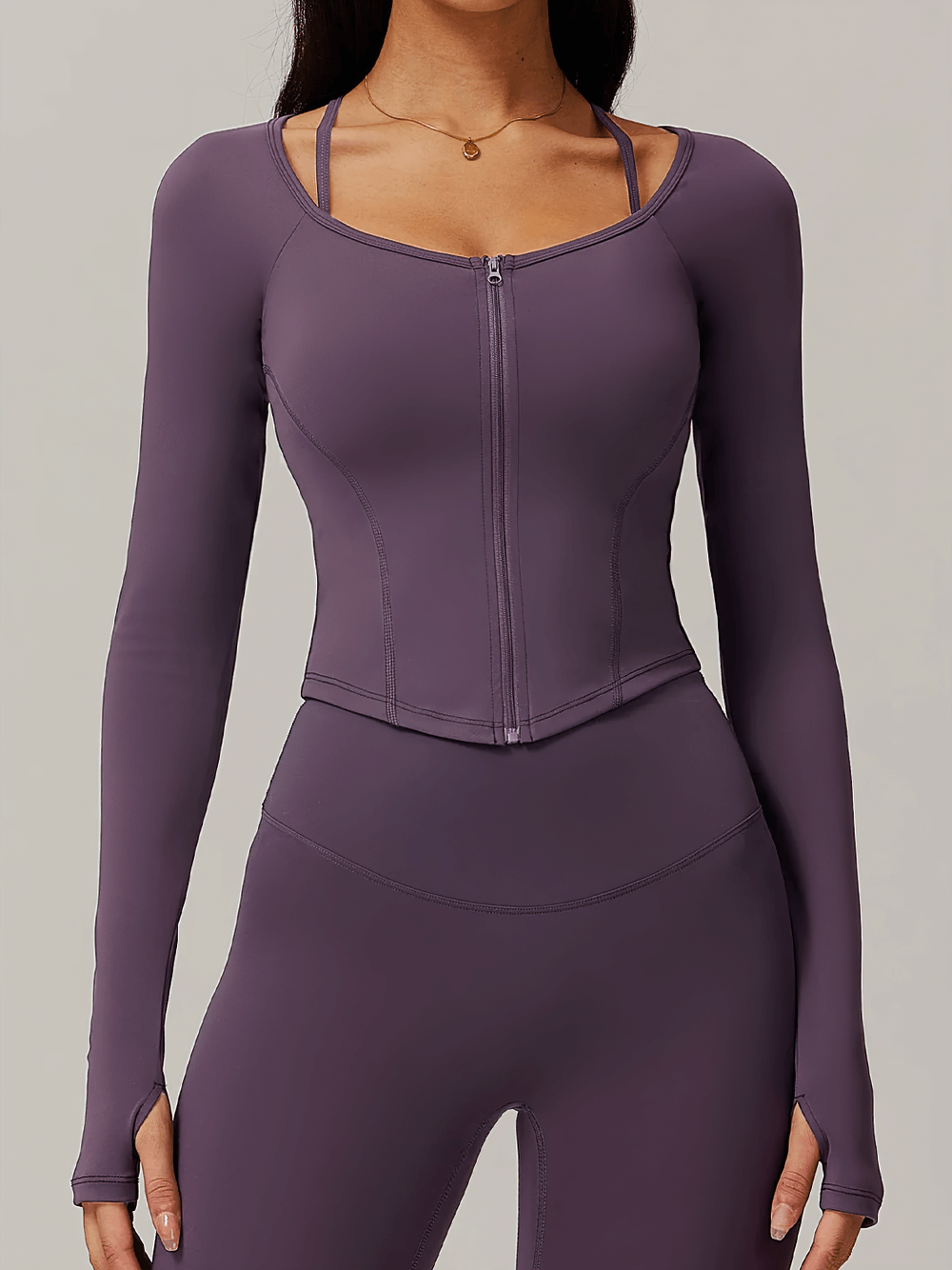 Zip-Up Long-Sleeved Yoga Top – Sleek Activewear - SF2355