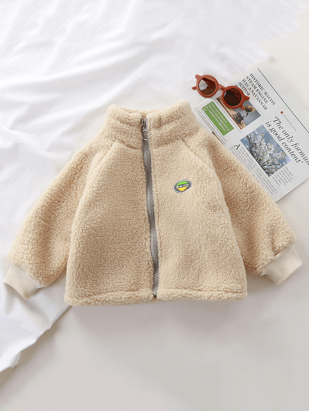 Soft Plush Fleece Jacket - Zip-Up Sherpa Fleece Jacket with Stand Collar - SF3529 on white background.