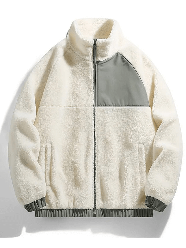 Lose, flauschige Jacke aus Fleece mit Reißverschluss und Taschen – SF1884 
