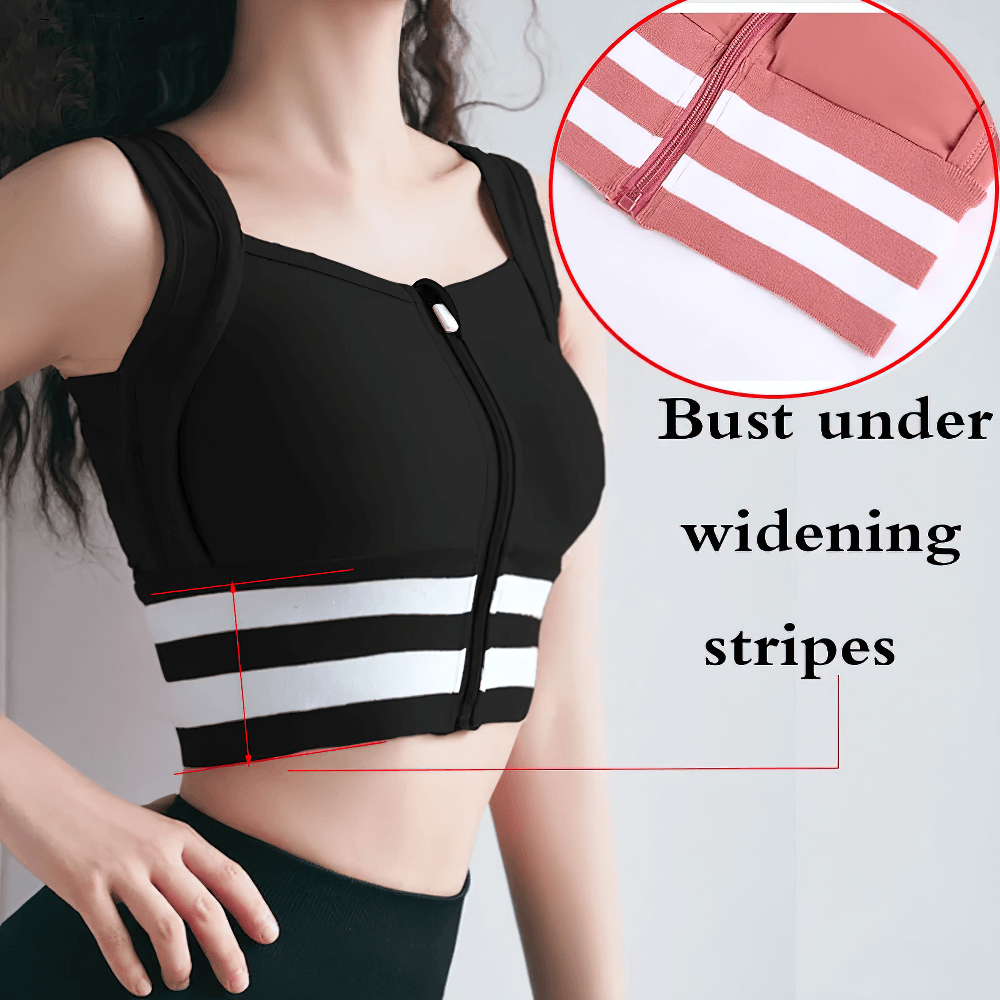 Zipper Front Striped Sports Bra for Running - SF2336