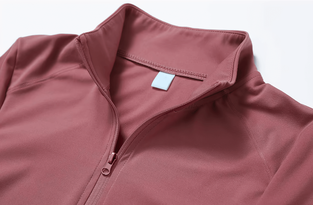 Zipper Yoga Crop Top Long Sleeve in Spandex and Nylon, Anti-Pilling, Quick-Dry, Perfect for Fitness and Dance - SF2354