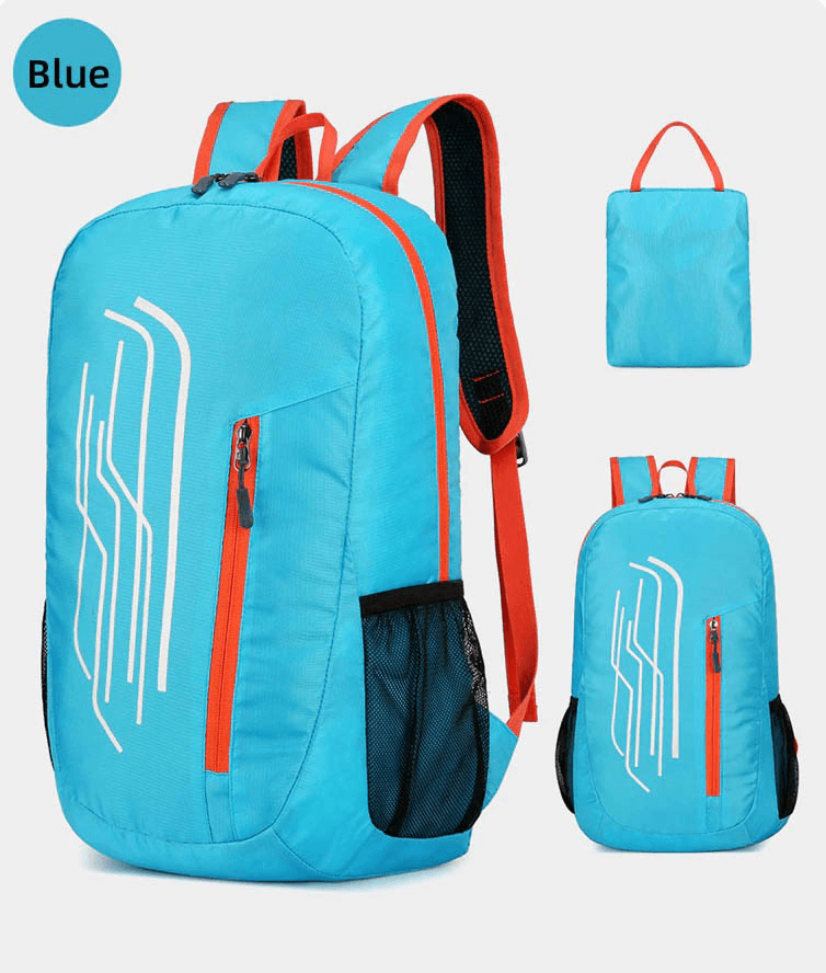 Blue 22L Portable Folding Ultralight Cycling Backpack - Lightweight, water-repellent, packable, perfect for travel and adventure.