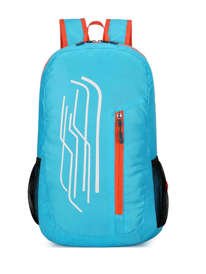 22L blue foldable cycling backpack with modern design, lightweight and perfect for travel. Model SF0639.