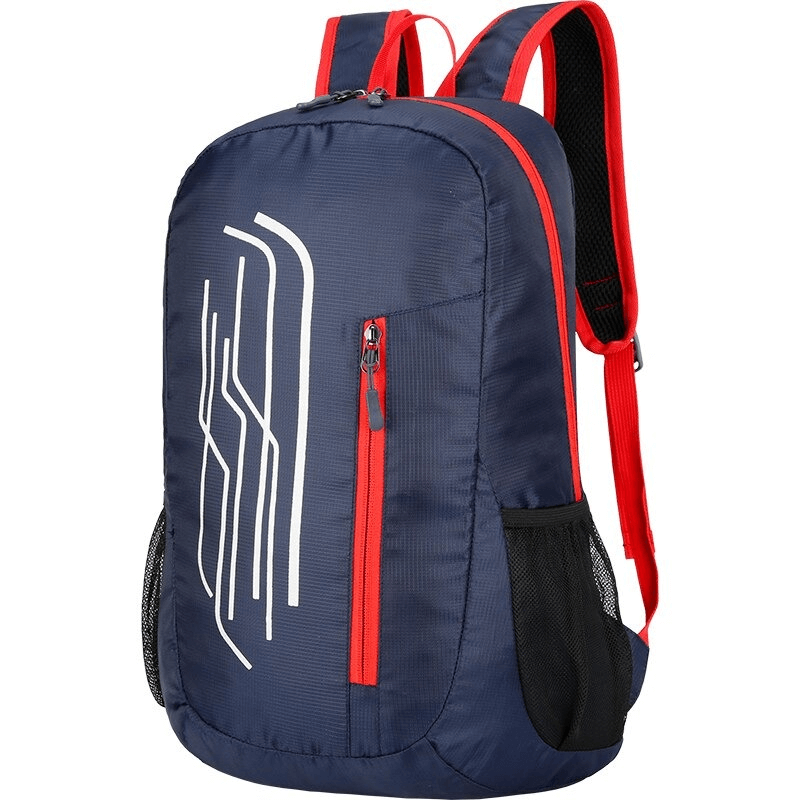 Ultralight blue cycling backpack with red accents, 22L capacity, foldable design, perfect for outdoor adventures - SF0639 model.