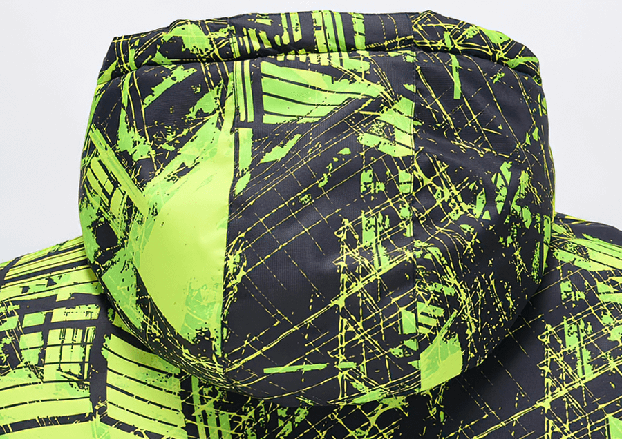 Colorful hood design of Minus 30 Warm Men's Jacket, waterproof and windproof, perfect for stylish snowboarding adventures - SF0605.