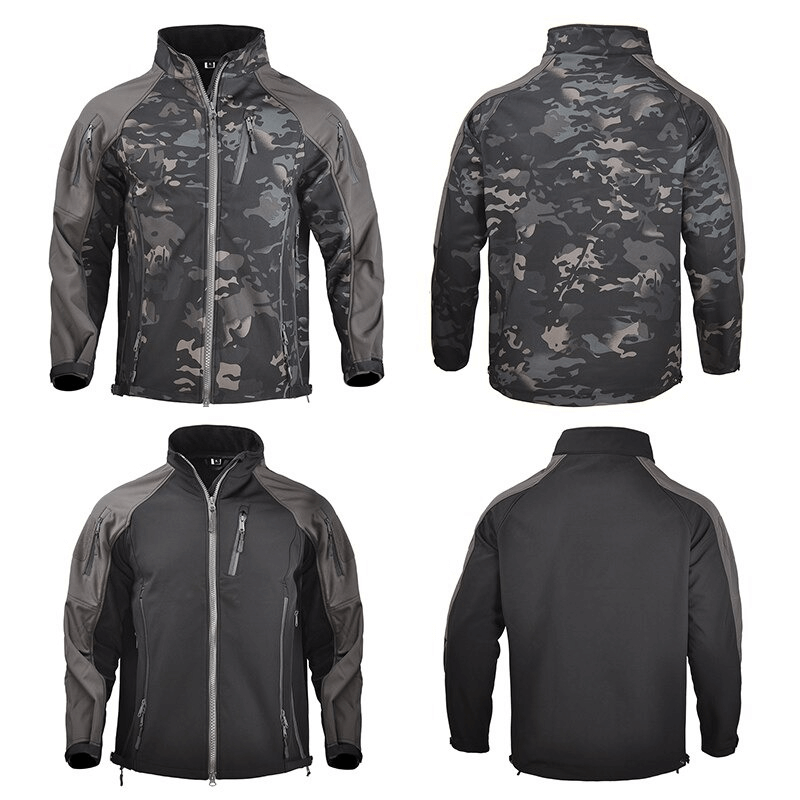 Adjustable Cuffs Velcro SoftShell Hiking Jacket with Zipper Windproof Design – SF0677, showcasing front and back views