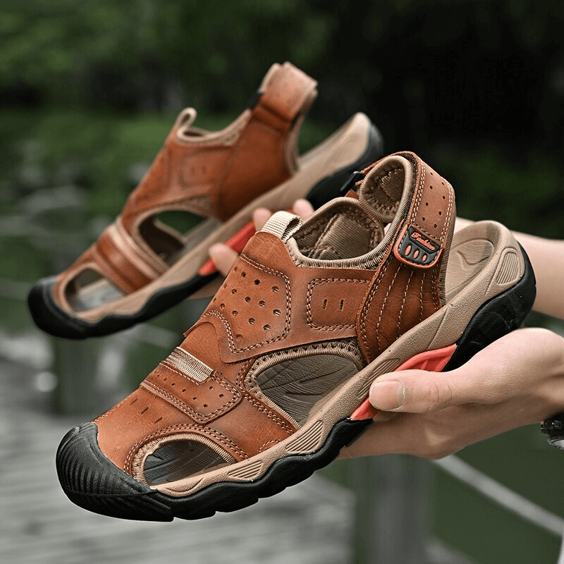 Chaussures de randonnée en plein air en cuir véritable à bout anti-collision - SPF1056 